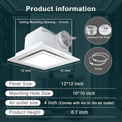 Ventilador Extractor de Baño VENTIRI YSPQS con Luz LED 30.48 cm