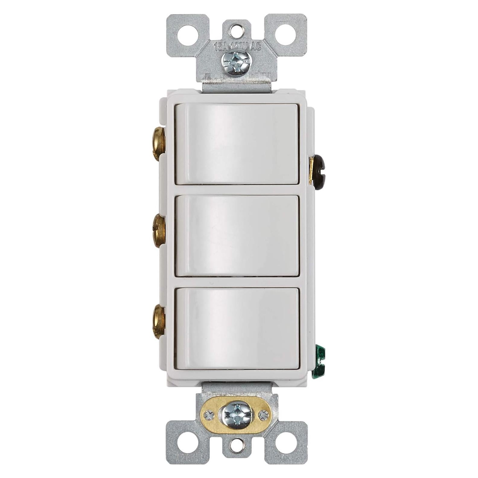 Interruptor de Pared Broan-NuTone P3RW 3 Palancas Blanco