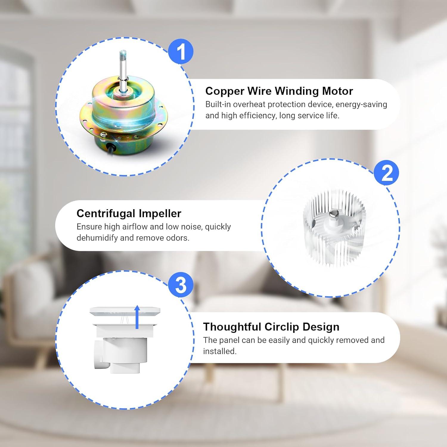 Ventilador Extractor de Baño EINTTAX 25W 21.1x21.1cm Blanco