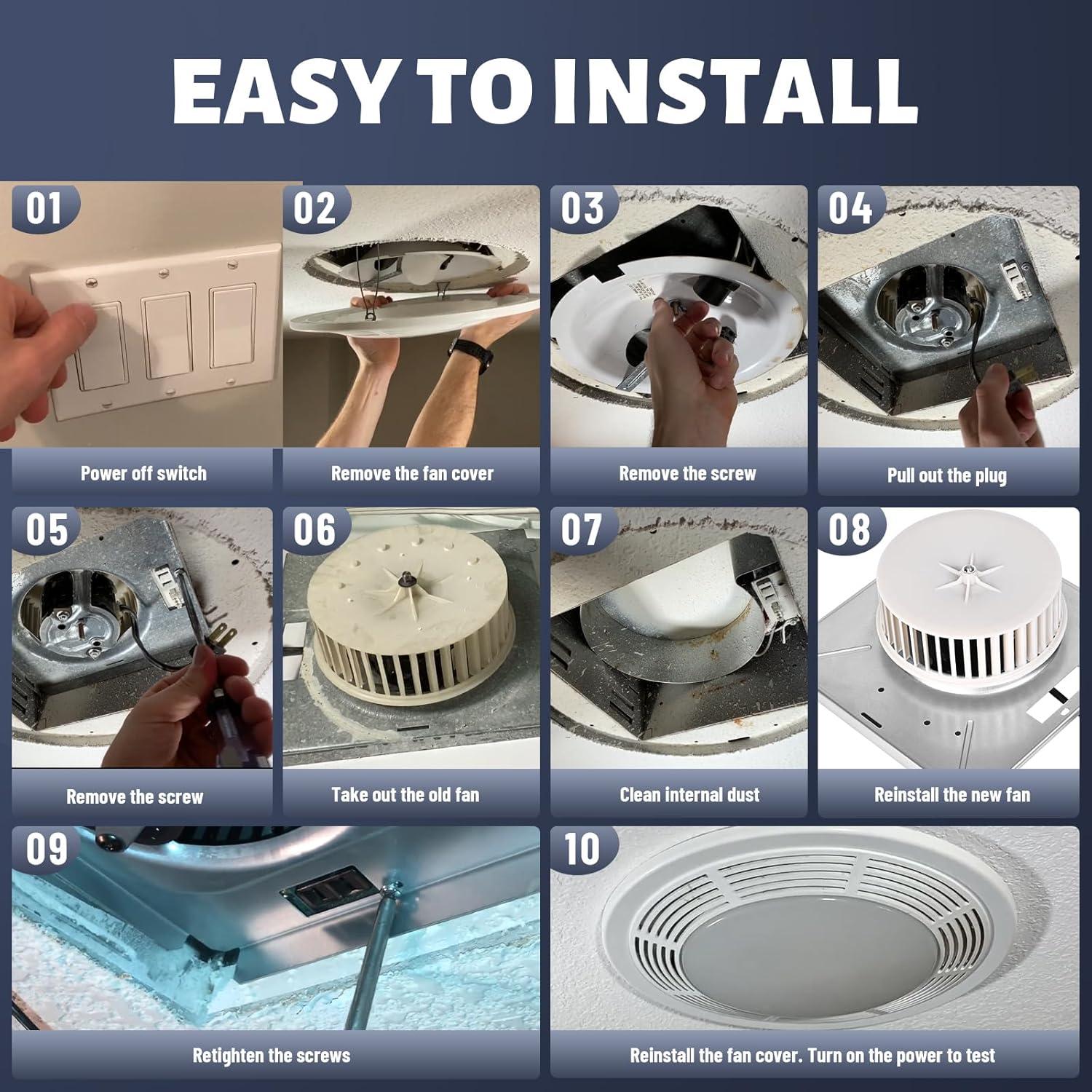 Motor de Ventilador de Baño Cylrod 8664RP 100CFM 3.5 Sones