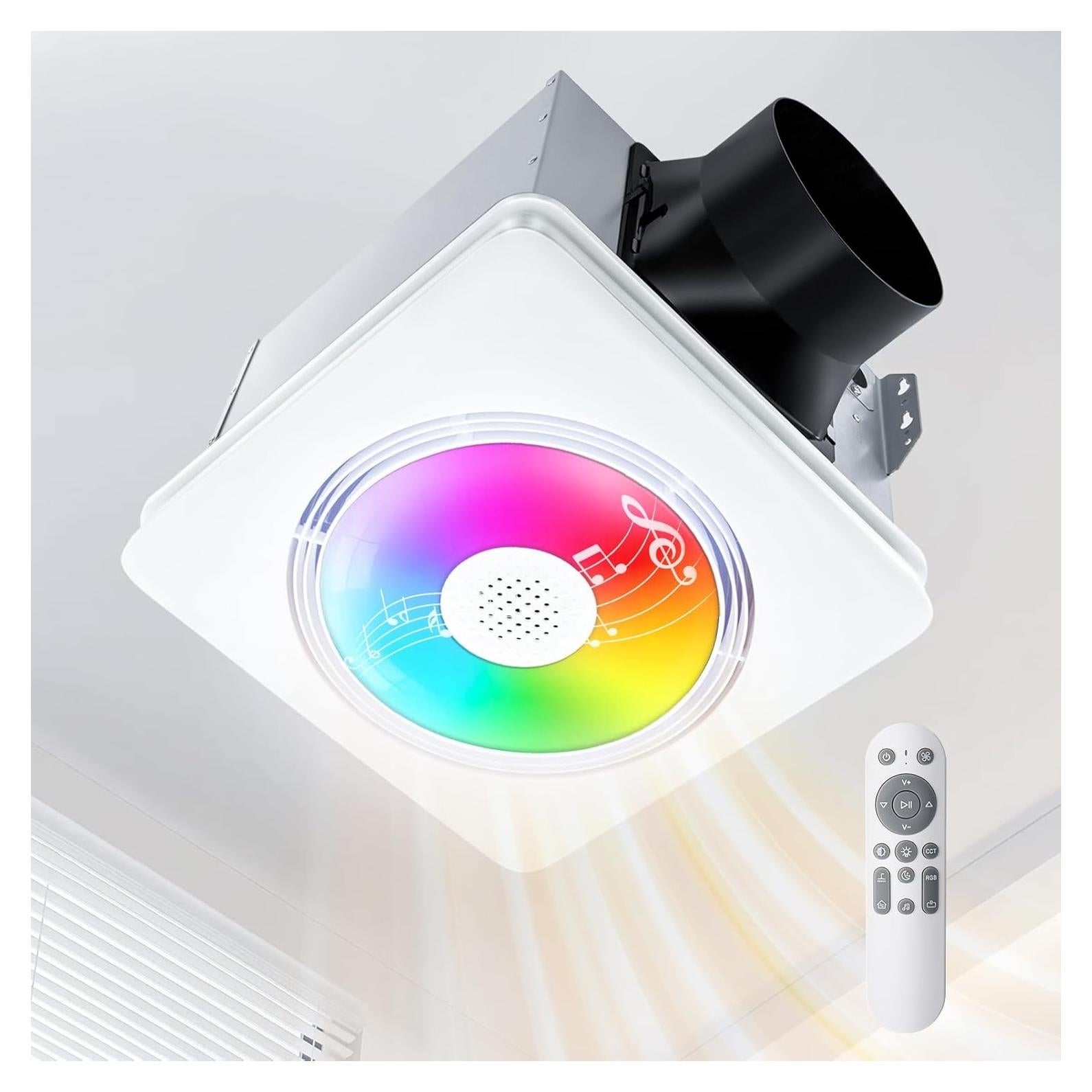 Ventilador de Baño GROWNEER con Altavoz Bluetooth y Calefacción