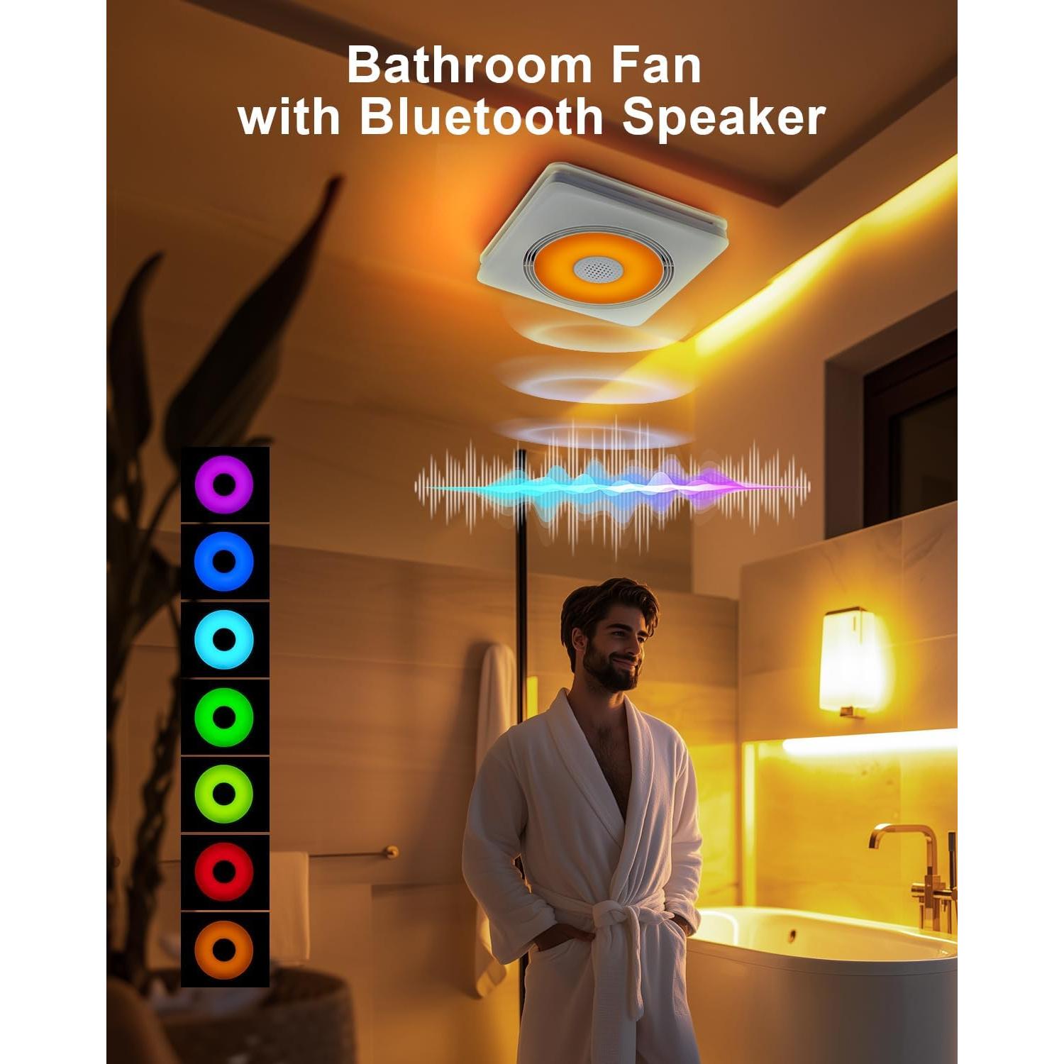 Ventilador de Baño GROWNEER con Altavoz Bluetooth y Calefacción