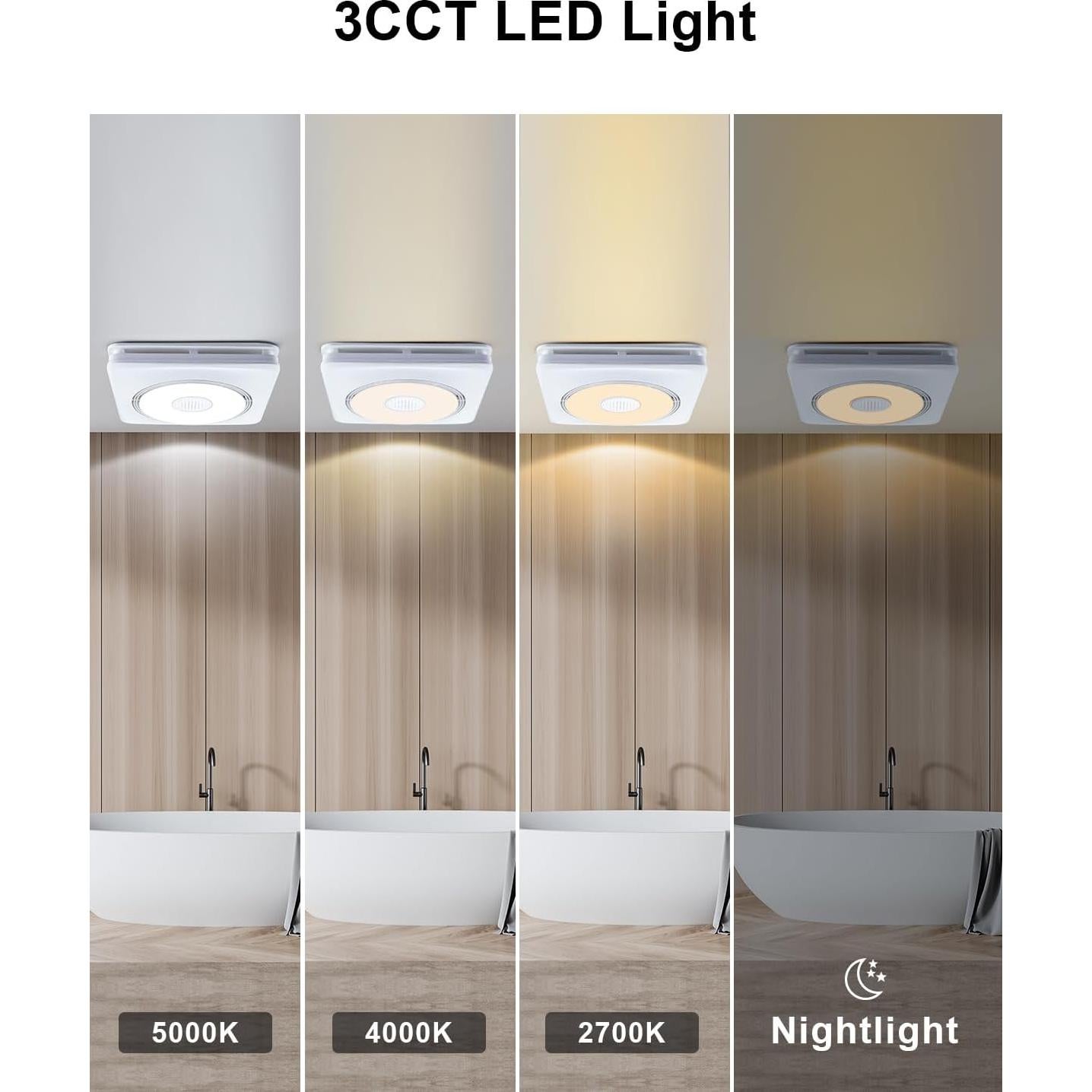 Ventilador de Baño GROWNEER con Altavoz Bluetooth y Calefacción