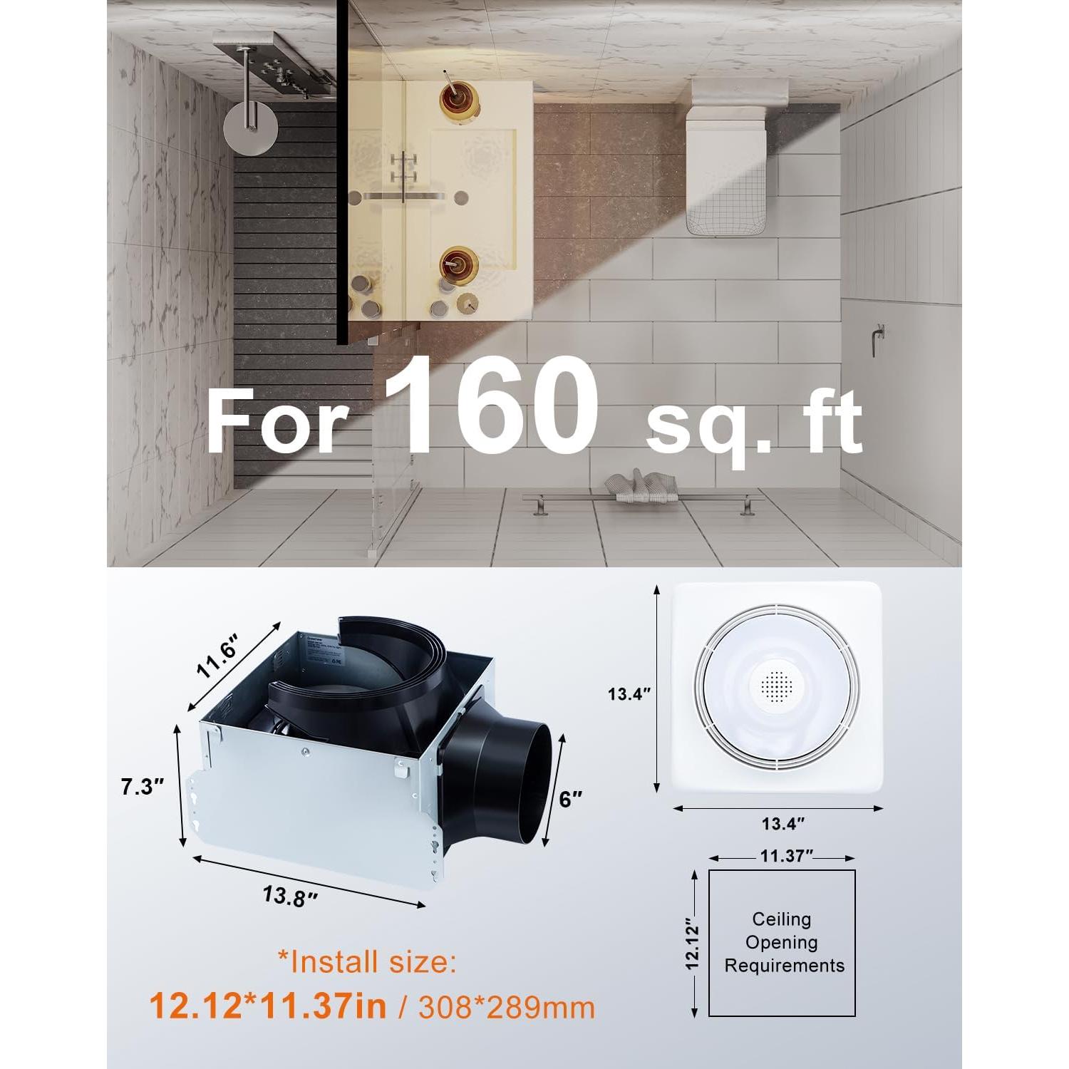 Ventilador de Baño GROWNEER con Altavoz Bluetooth y Calefacción