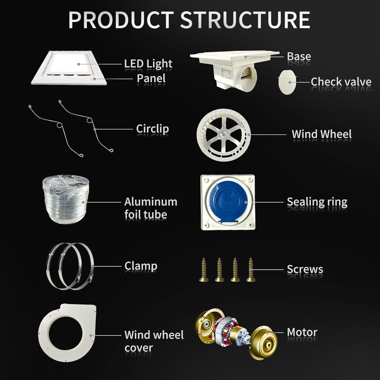 Ventilador Extractor de Baño Yue Feng K250 con Luz LED 12W