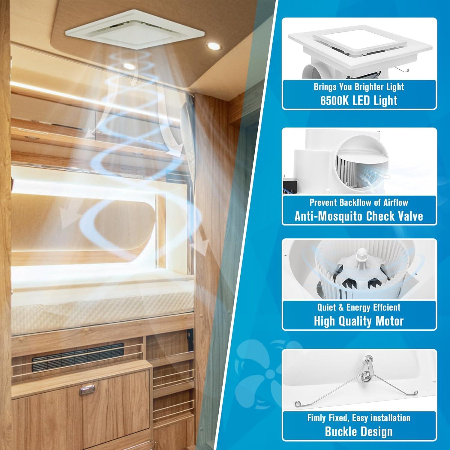 Ventilador Extractor de Baño con Luz LED CMOOD 35W 110 CFM