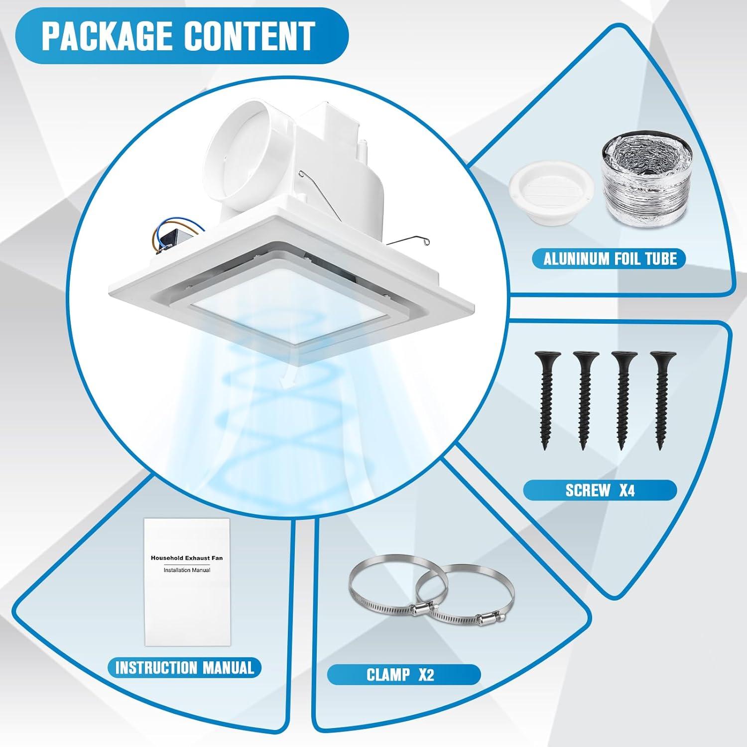 Ventilador Extractor de Baño con Luz LED CMOOD 35W 110 CFM