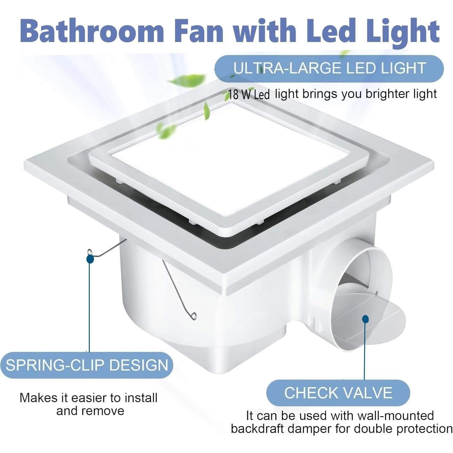 Ventilador Extractor de Baño Nalle FL-250 con Luz LED 18W