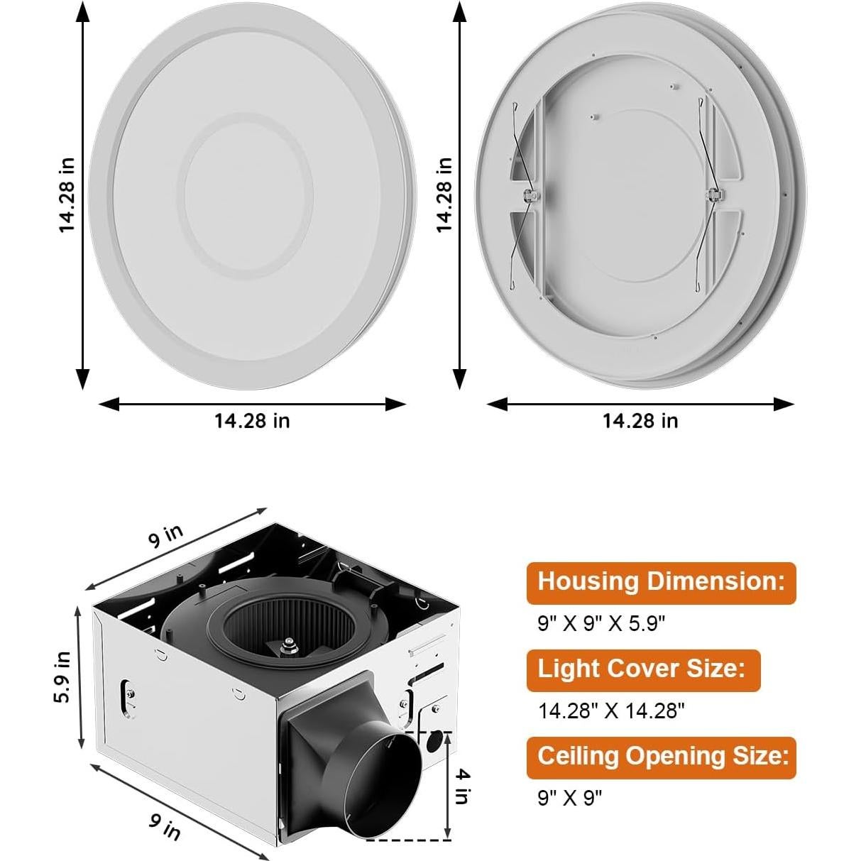 Ventilador de Baño Fitop con Luz LED 130 CFM 47W Plata