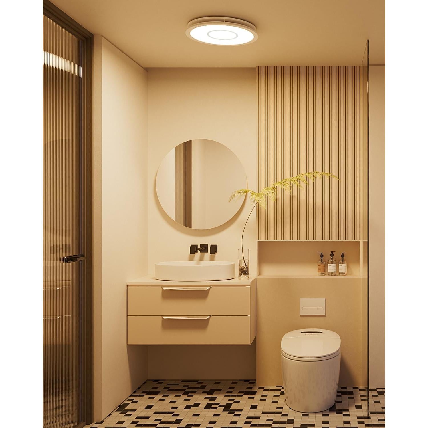 Ventilador de Baño Fitop con Luz LED 130 CFM 47W Plata