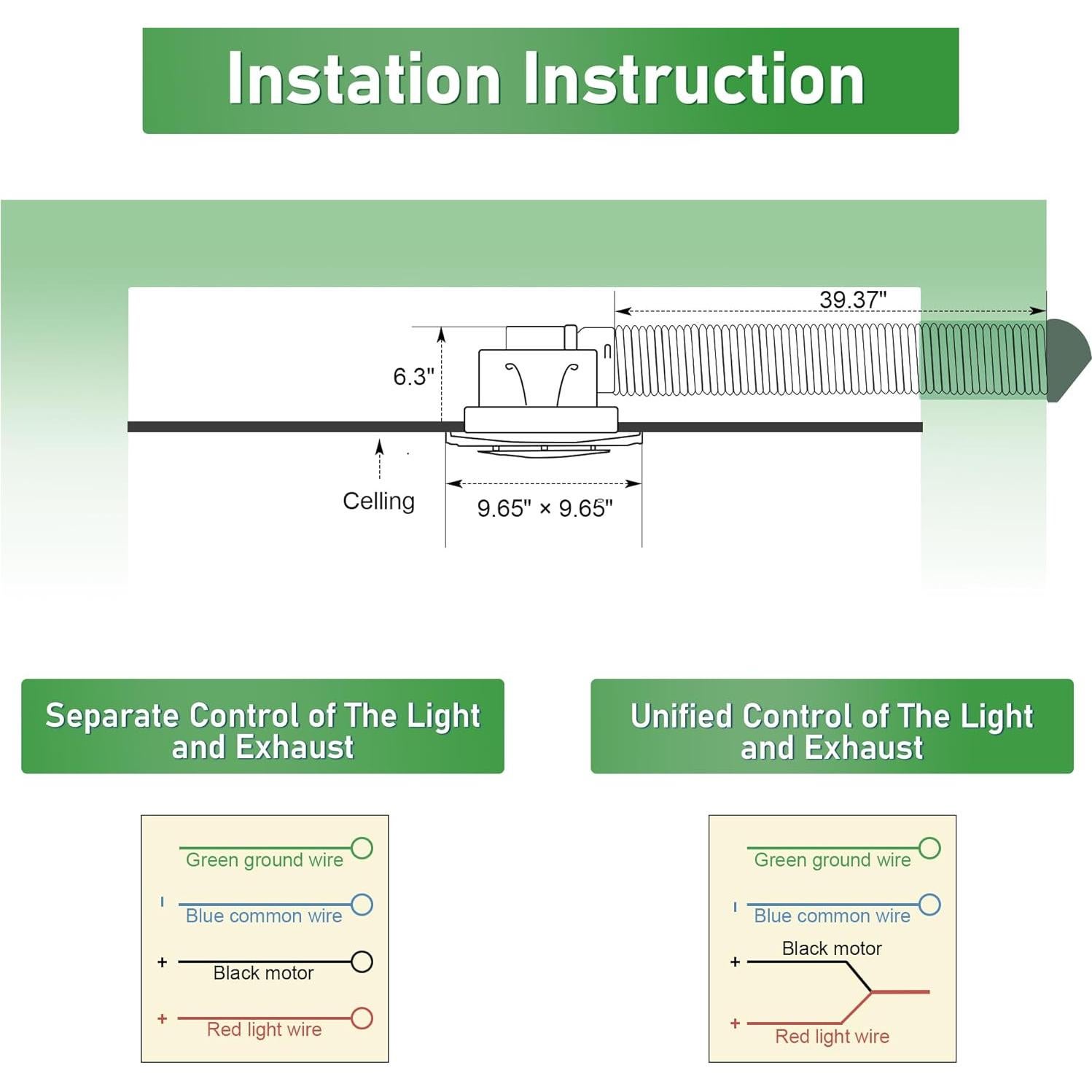 Ventilador Extractor de Baño Yanliangvich 8" con Luz 110 CFM