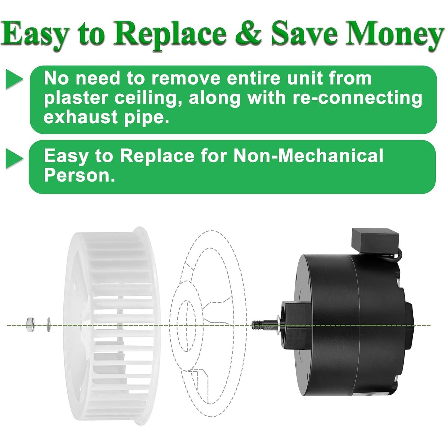 Motor y Rueda de Soplador Nutone 23405Ser 3.3" (8.38 cm) 5 Años