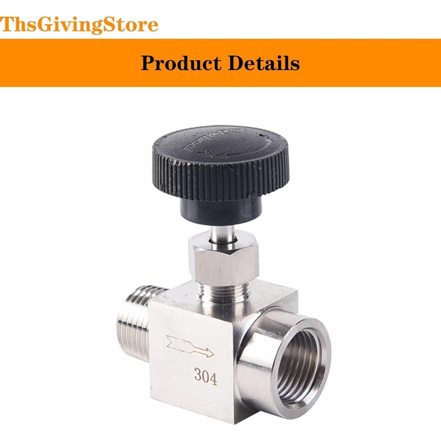 Válvula de Aguja NPT Acero Inoxidable 304 1/8 1/4 1/2 Pulgadas