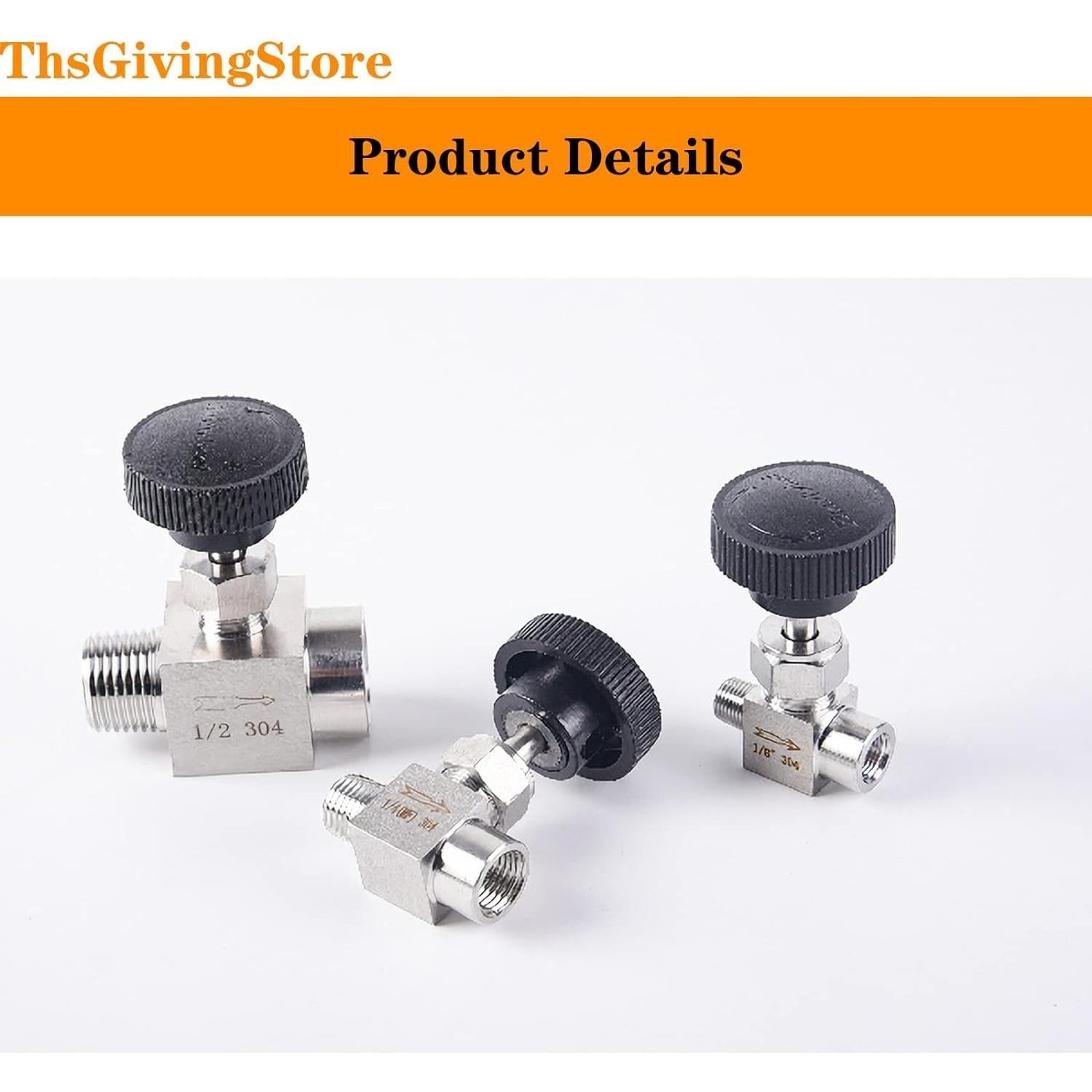 Válvula de Aguja NPT Acero Inoxidable 304 1/8 1/4 1/2 Pulgadas