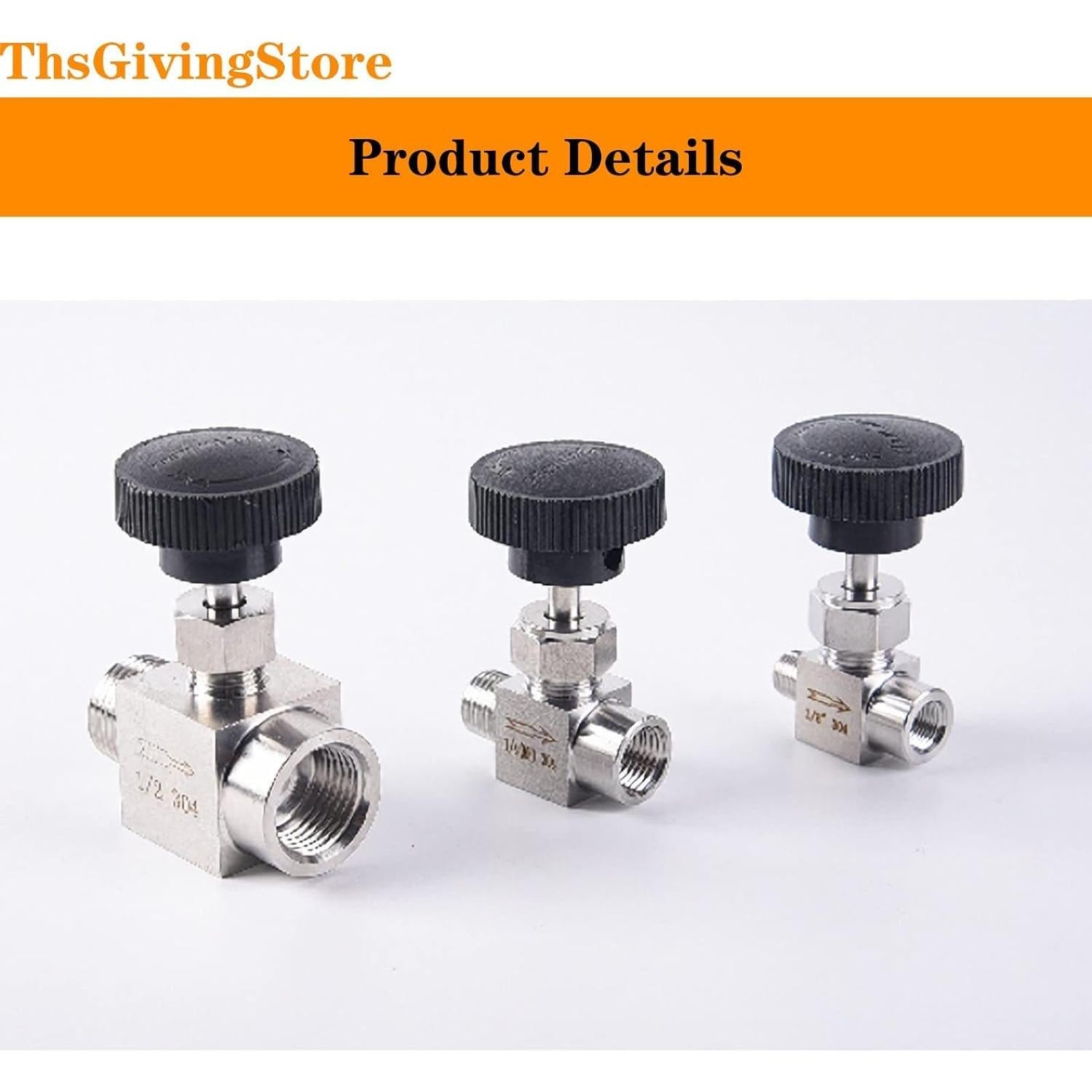 Válvula de Aguja NPT Acero Inoxidable 304 1/8 1/4 1/2 Pulgadas