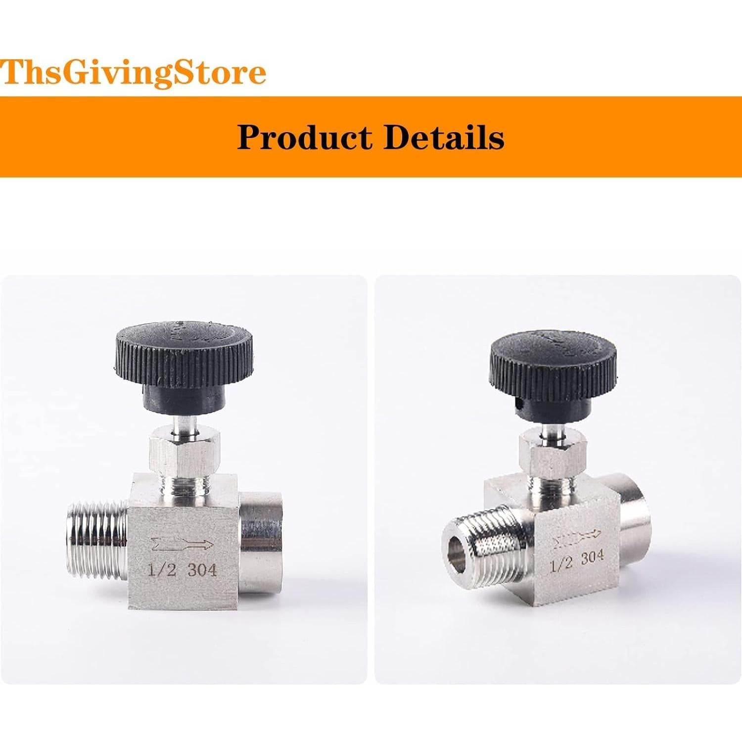 Válvula de Aguja NPT Acero Inoxidable 304 1/8 1/4 1/2 Pulgadas