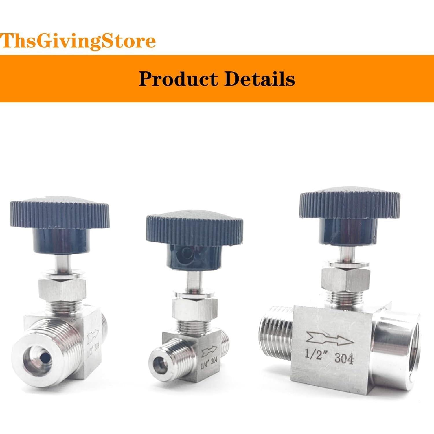 Válvula de Aguja NPT Acero Inoxidable 304 1/8 1/4 1/2 Pulgadas