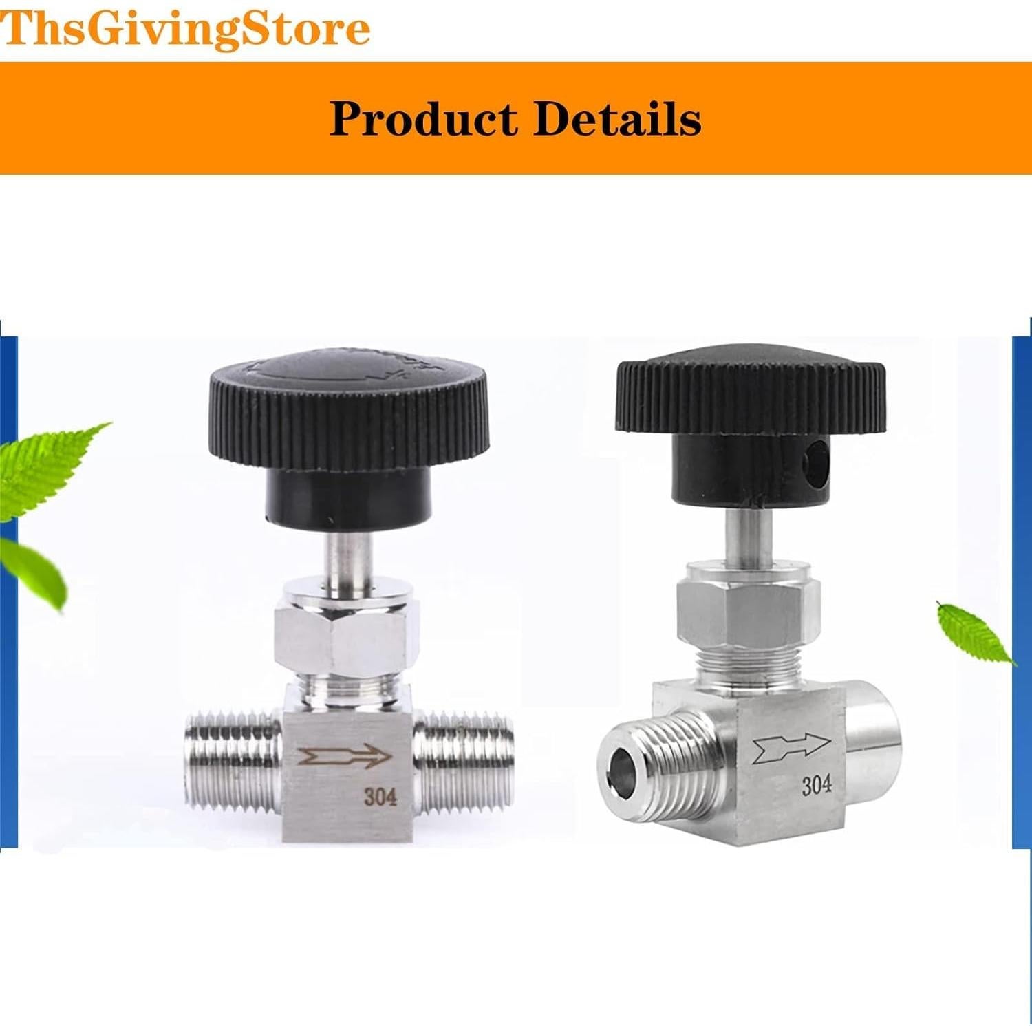 Válvula de Aguja NPT Acero Inoxidable 304 1/8 1/4 1/2 Pulgadas