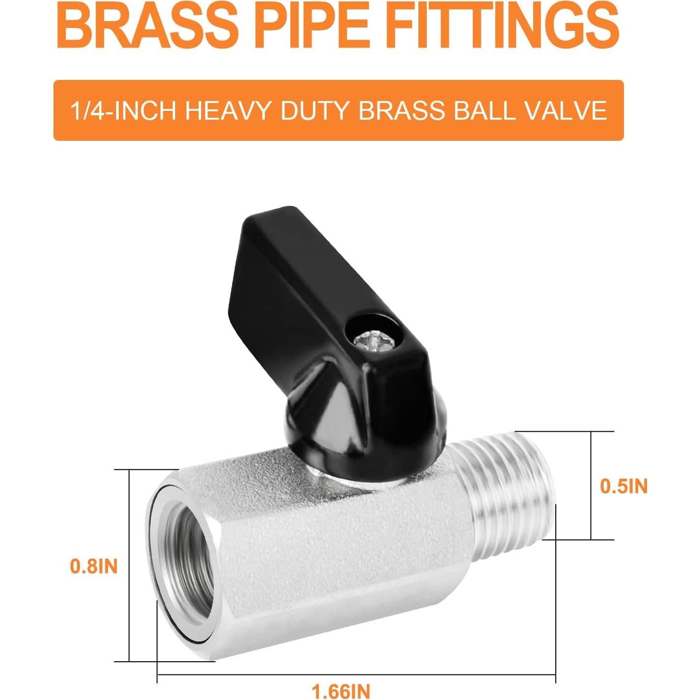 Válvula de Bola Mini de Bronce Gasher 1/4" NPT 3 Piezas