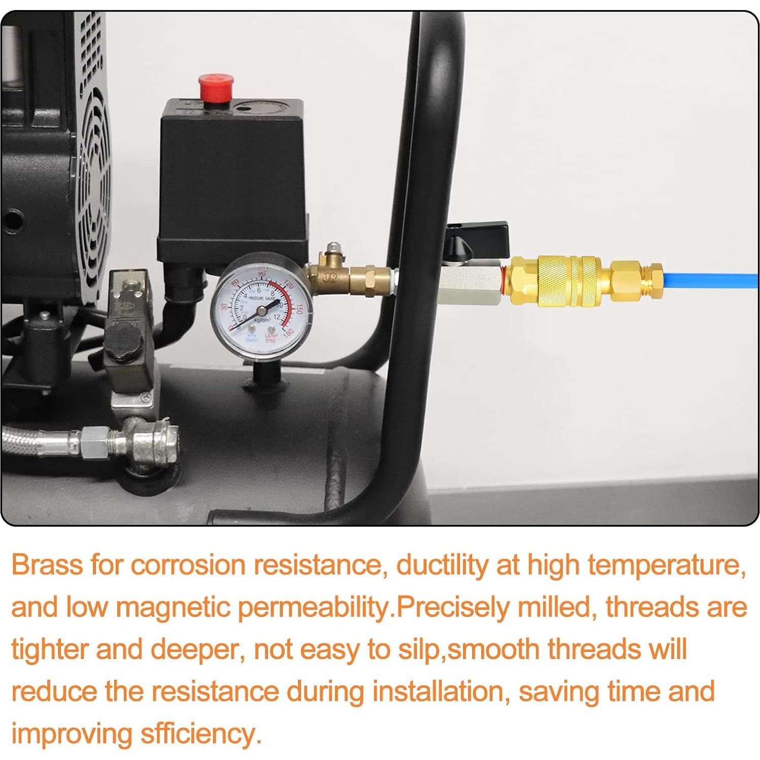 Válvula de Bola Mini de Bronce Gasher 1/4" NPT 3 Piezas