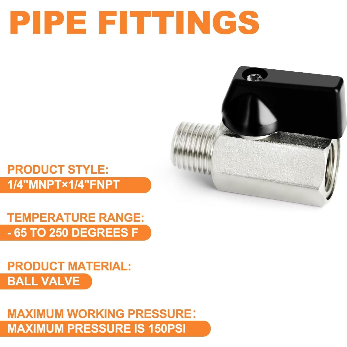 Válvula de Bola Mini de Bronce Gasher 1/4" NPT 3 Piezas