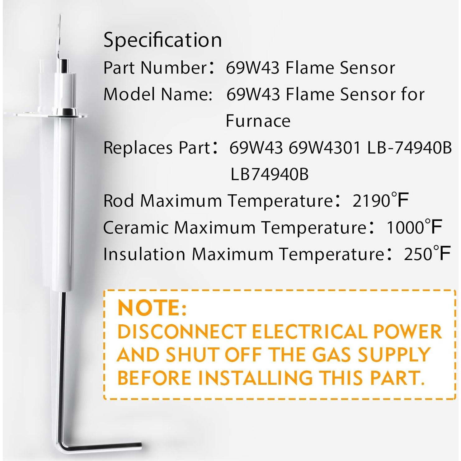 Sensor de Llama 69W43 Btanadi para Horno - Reemplazo OEM