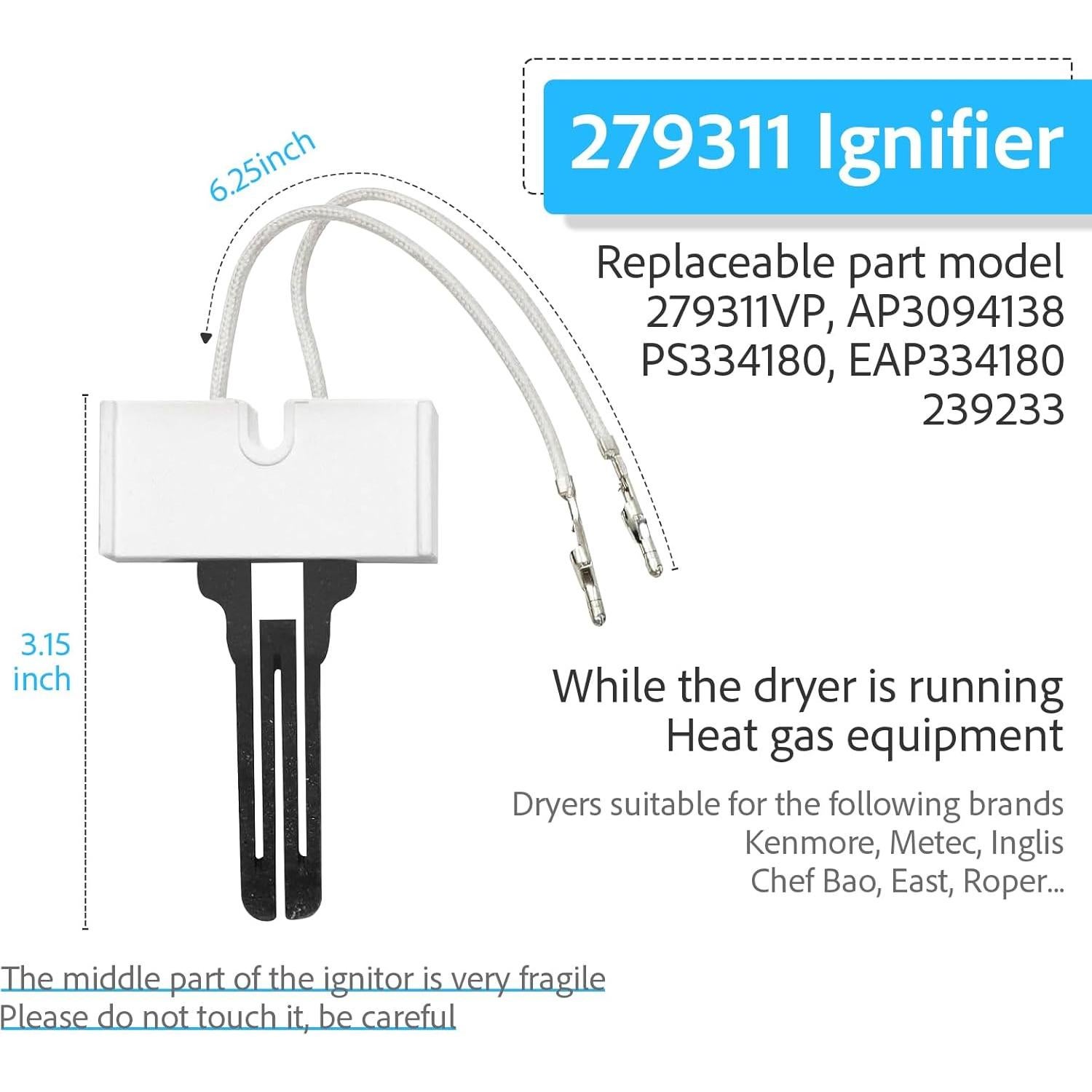 Kit de Revisión Secadora Gas Kenmore Whirlpool 338906 279311 279834