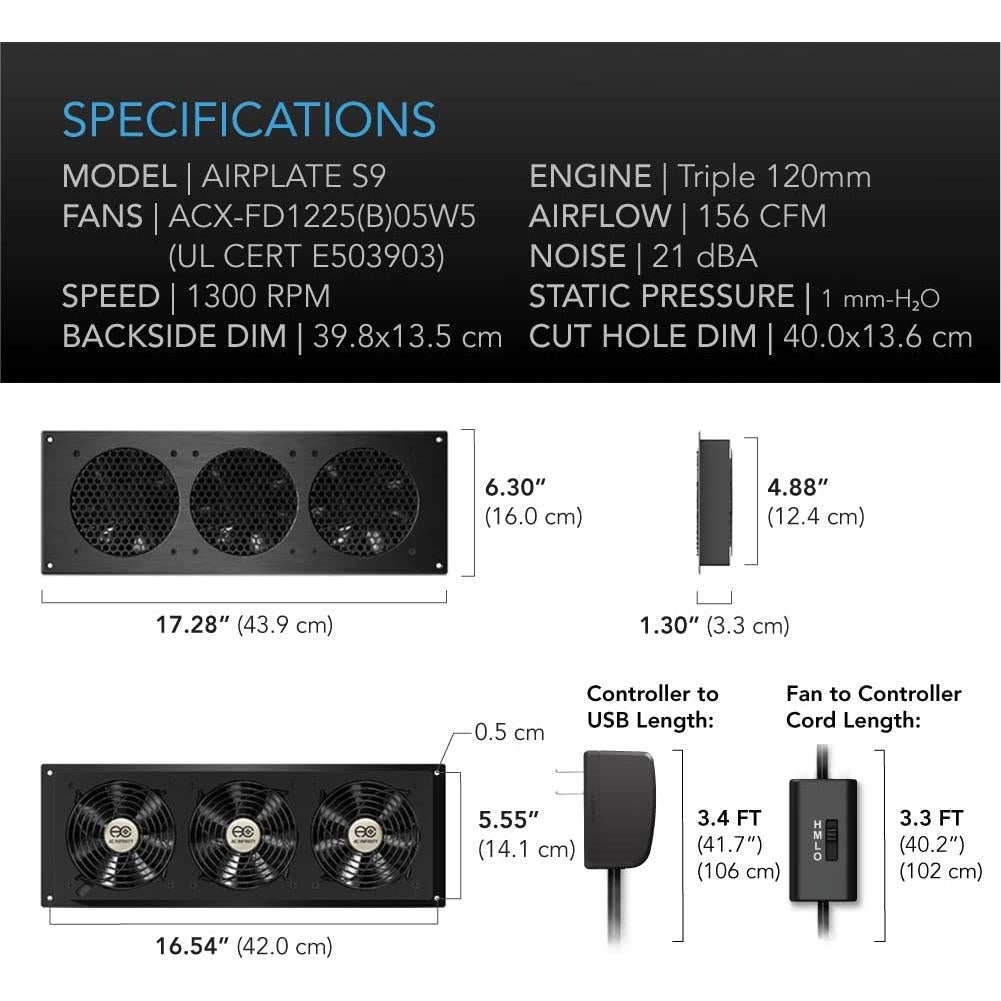 Ventilador Silencioso AC Infinity AIRPLATE S9 45.72 cm