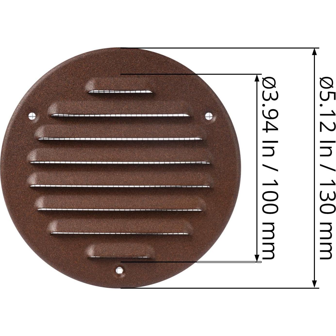 Rejilla de Ventilación Redonda Metal Marrón 10 cm ECOPRO VENT