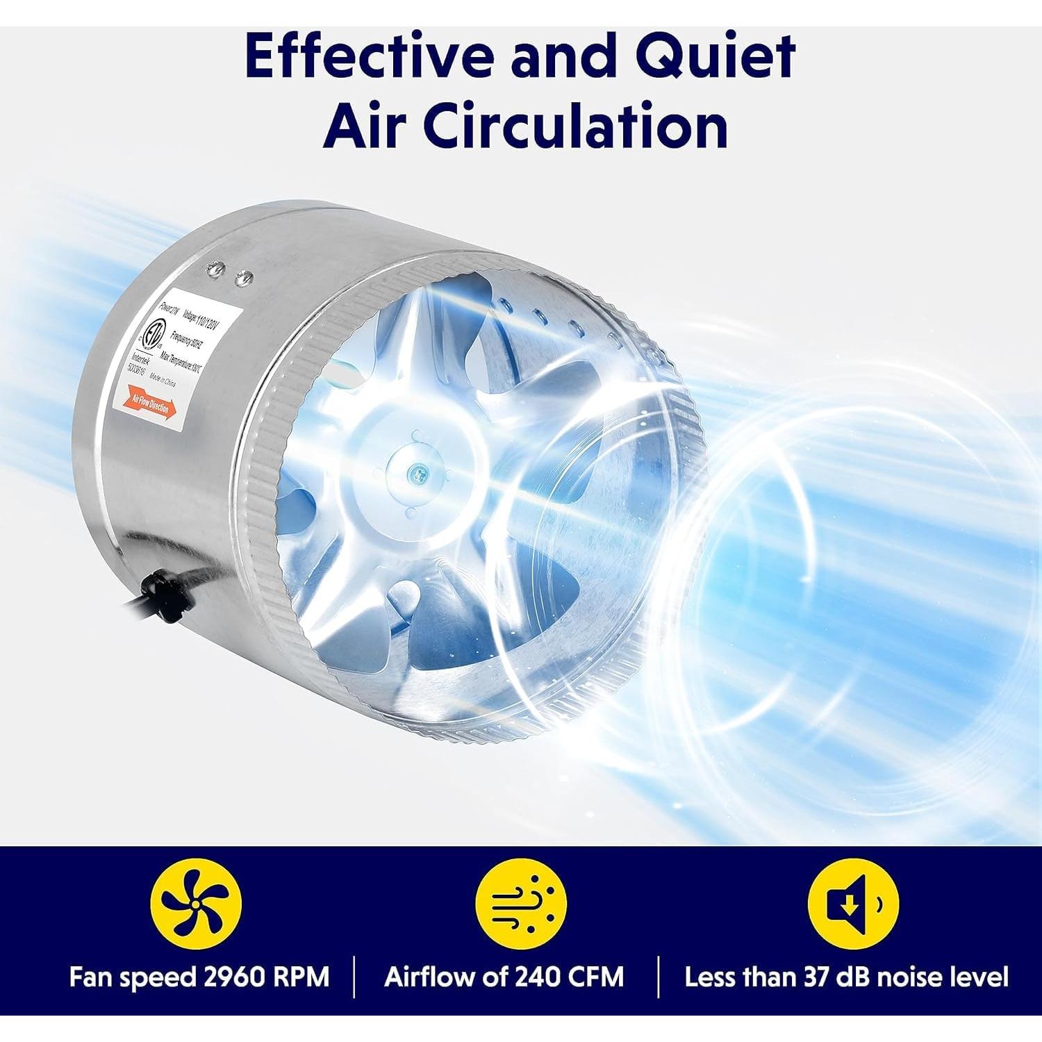 Ventilador de Extracción Simple Deluxe 15 cm 240 CFM Bajo Ruido