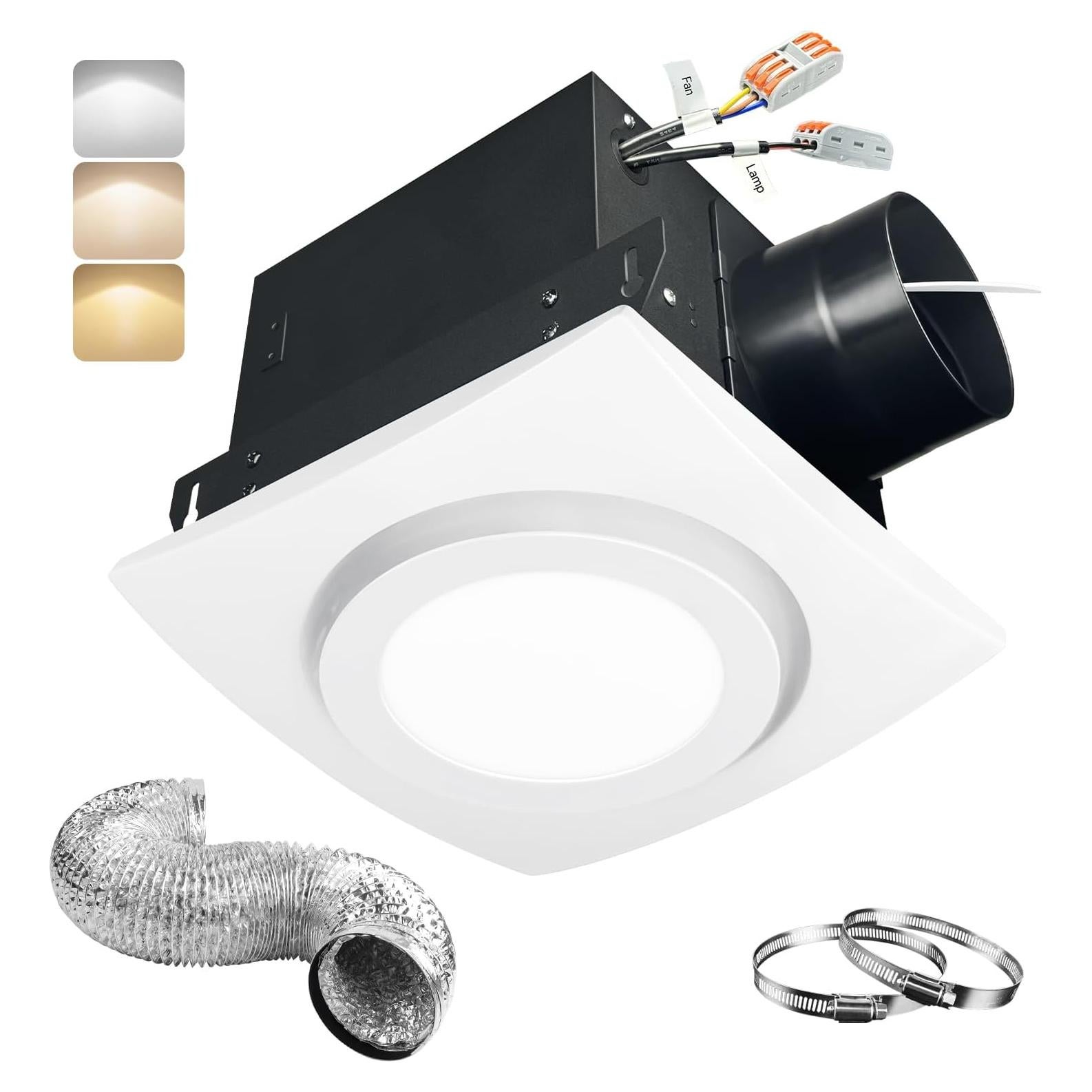 Ventilador Extractor de Baño Rysmirs 88CFM 1.0 Sone con Luz LED