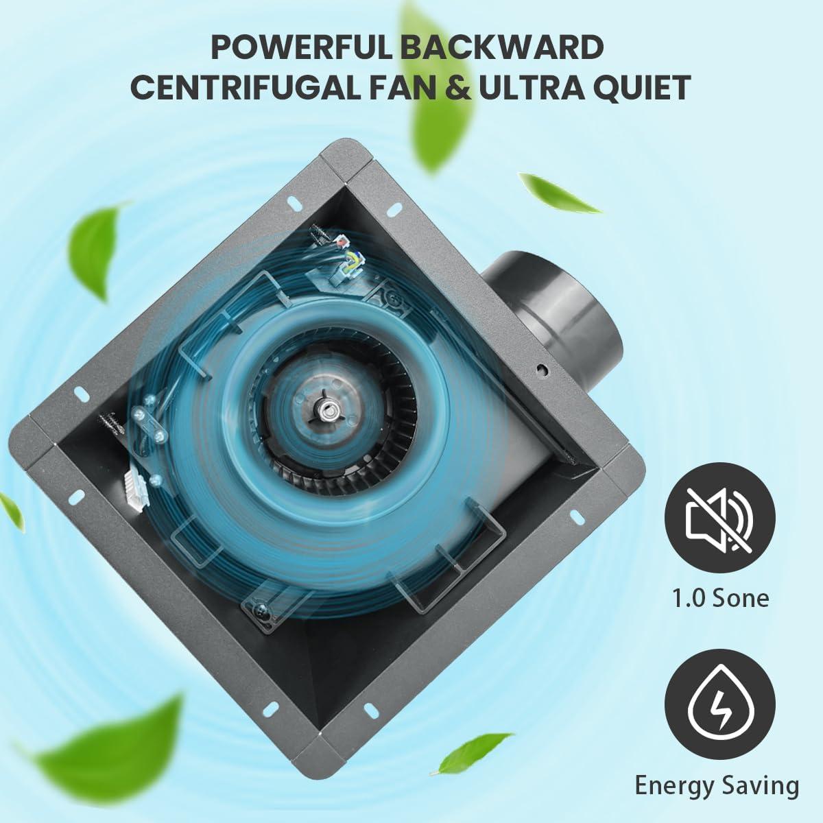 Ventilador Extractor de Baño Rysmirs 88CFM 1.0 Sone con Luz LED