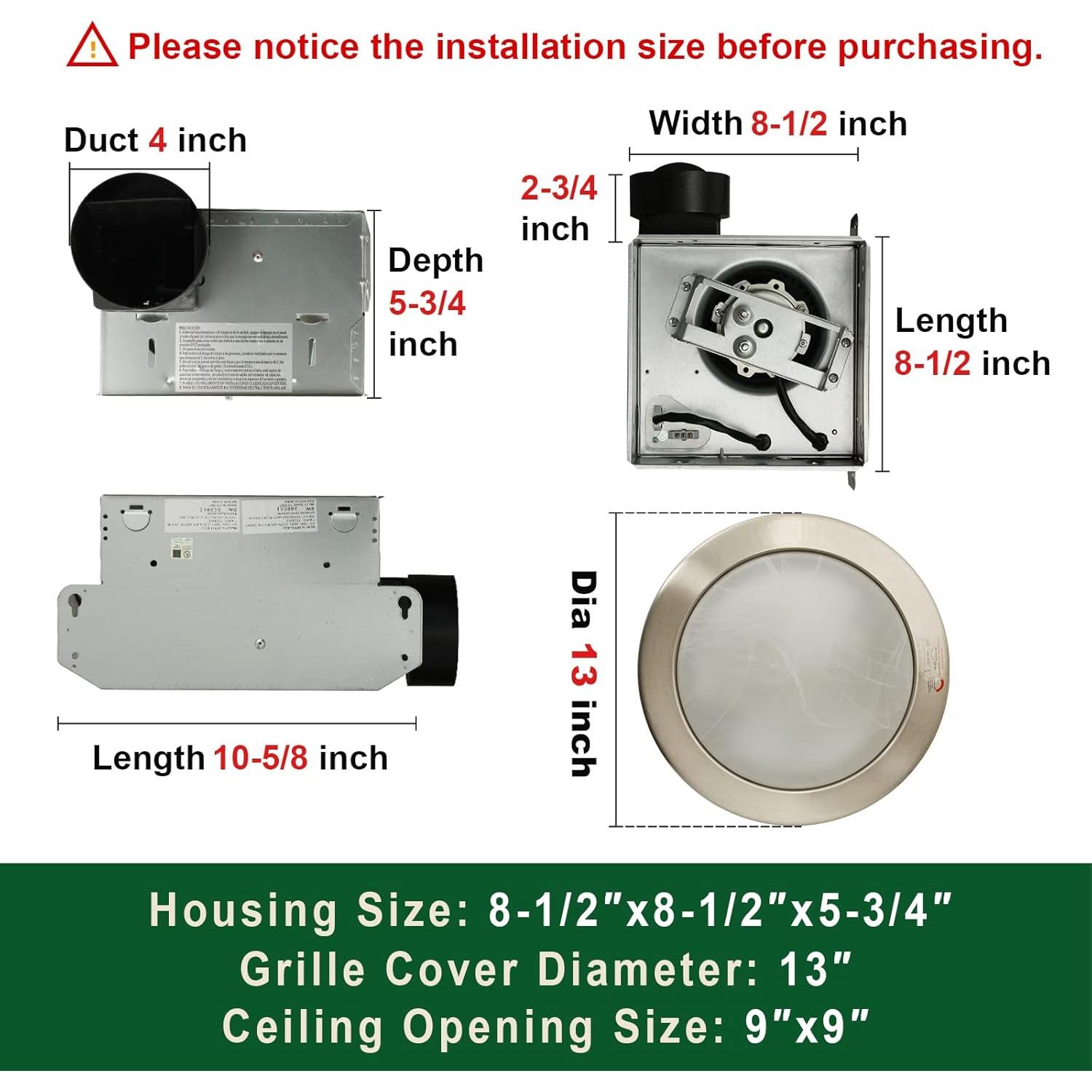 Ventilador de Baño Akicon BPT14-80CL Ultra Silencioso 80 CFM