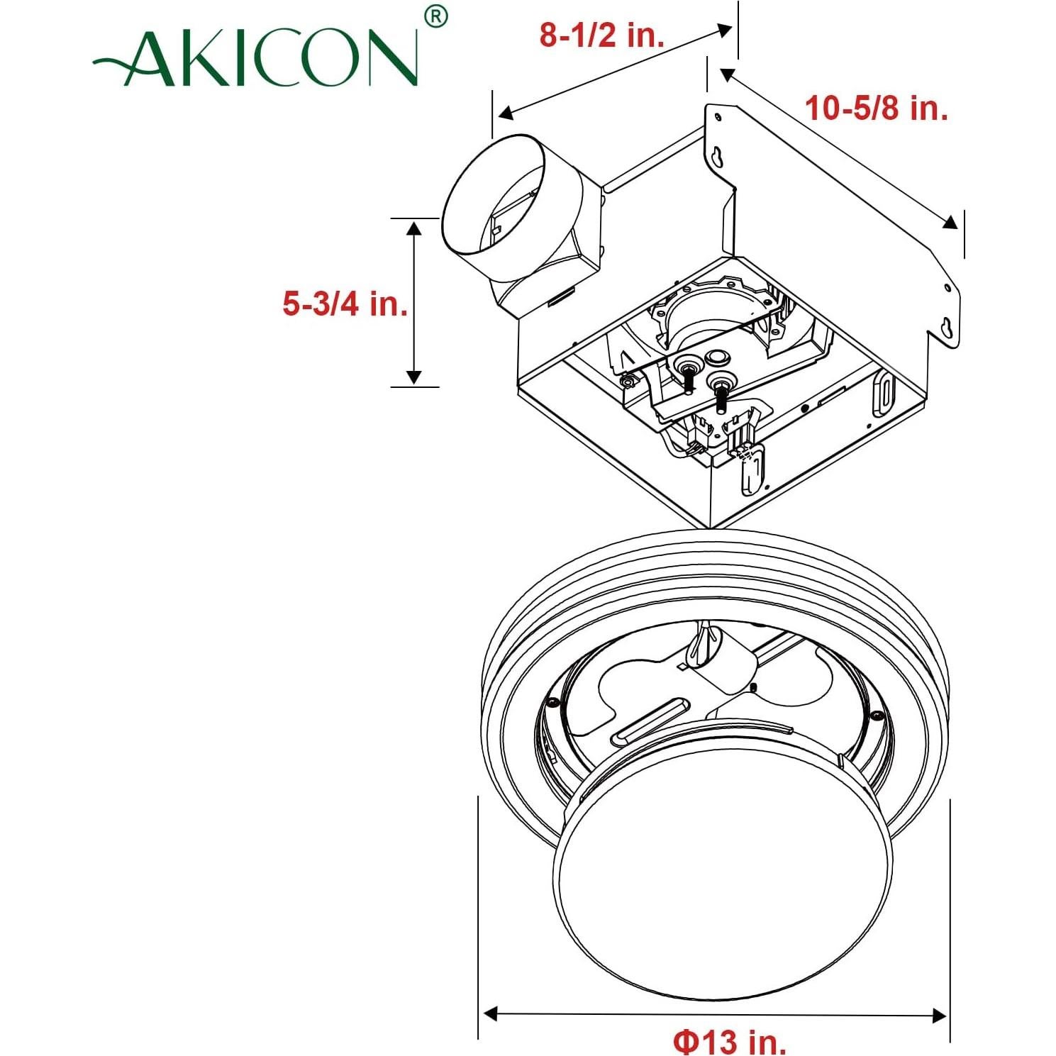 Ventilador de Baño Akicon BPT14-80CL Ultra Silencioso 80 CFM