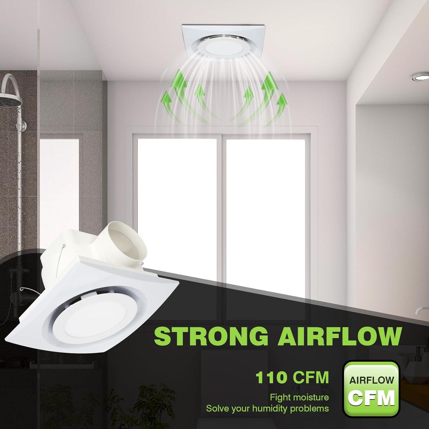Ventilador de Baño Beendou con Luz LED 110 CFM 1.0 Sones