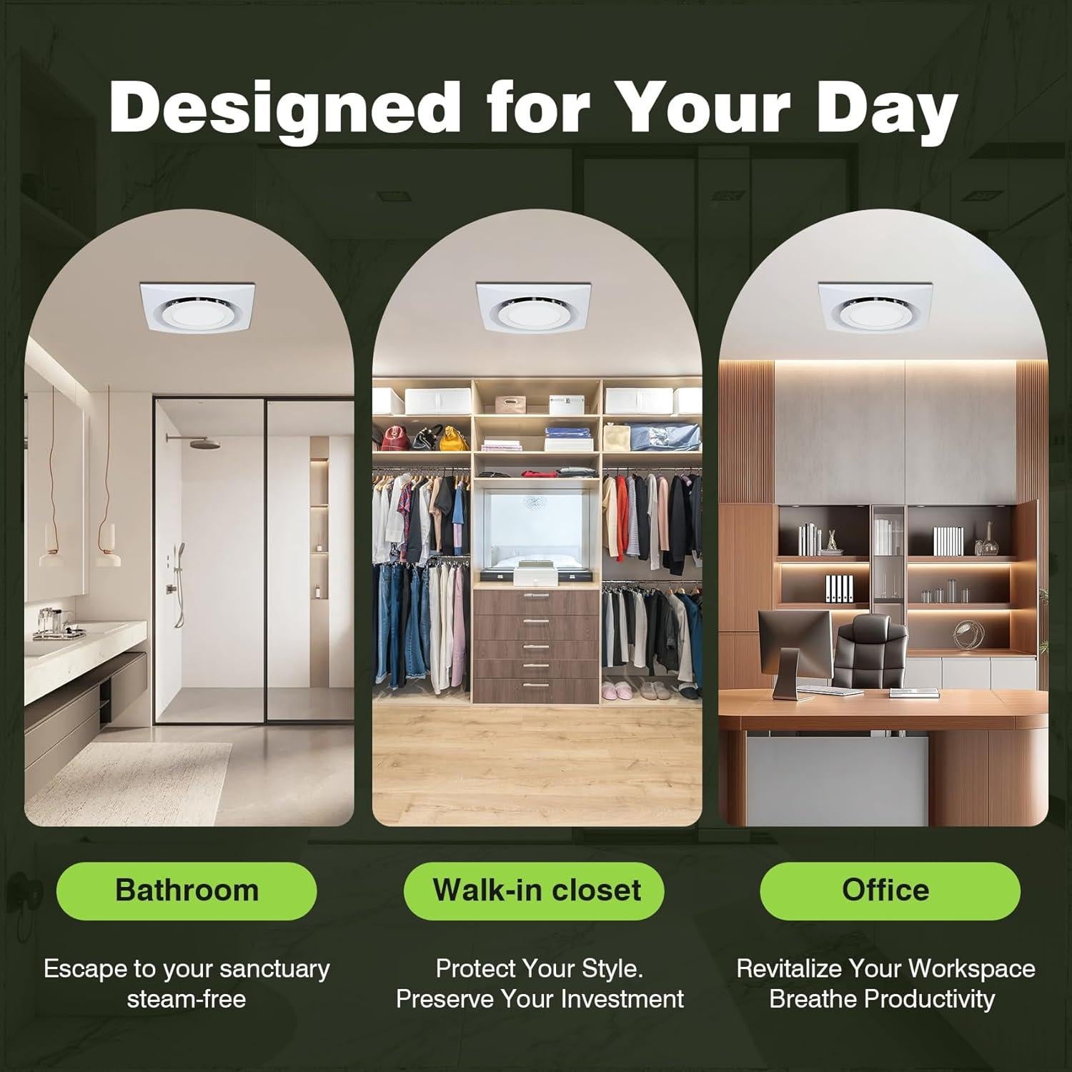 Ventilador de Baño Beendou con Luz LED 110 CFM 1.0 Sones