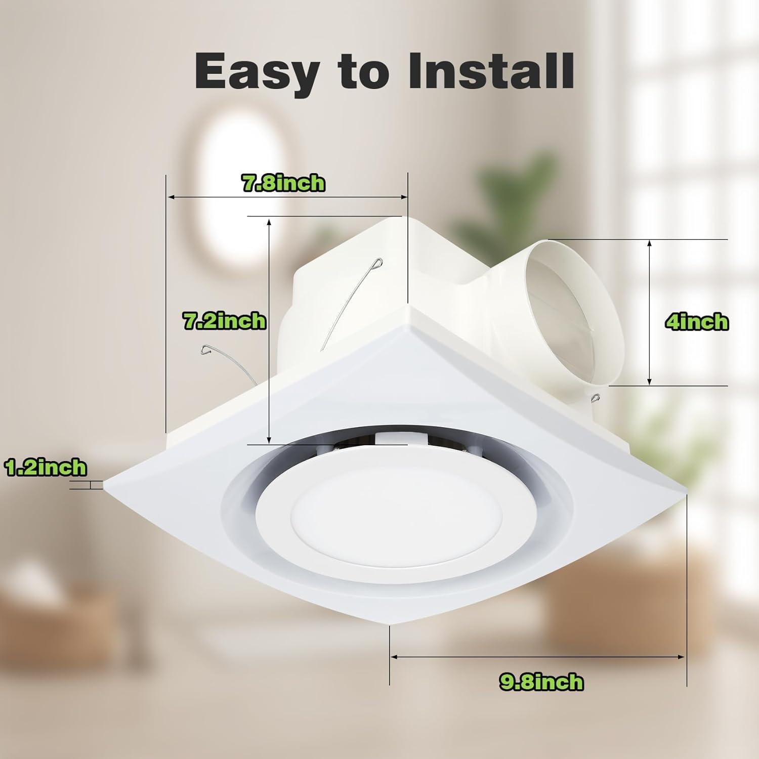 Ventilador de Baño Beendou con Luz LED 110 CFM 1.0 Sones