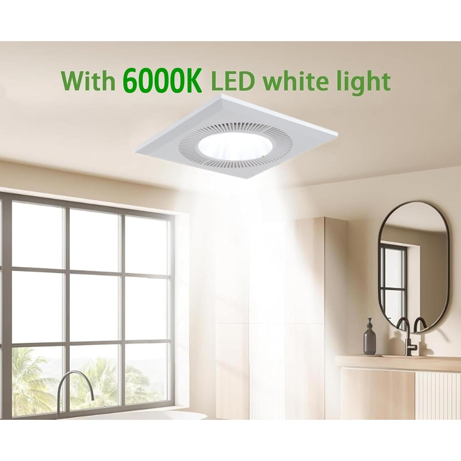 Ventilador Extractor de Baño MEOZRI con Luz LED 6000K 36W