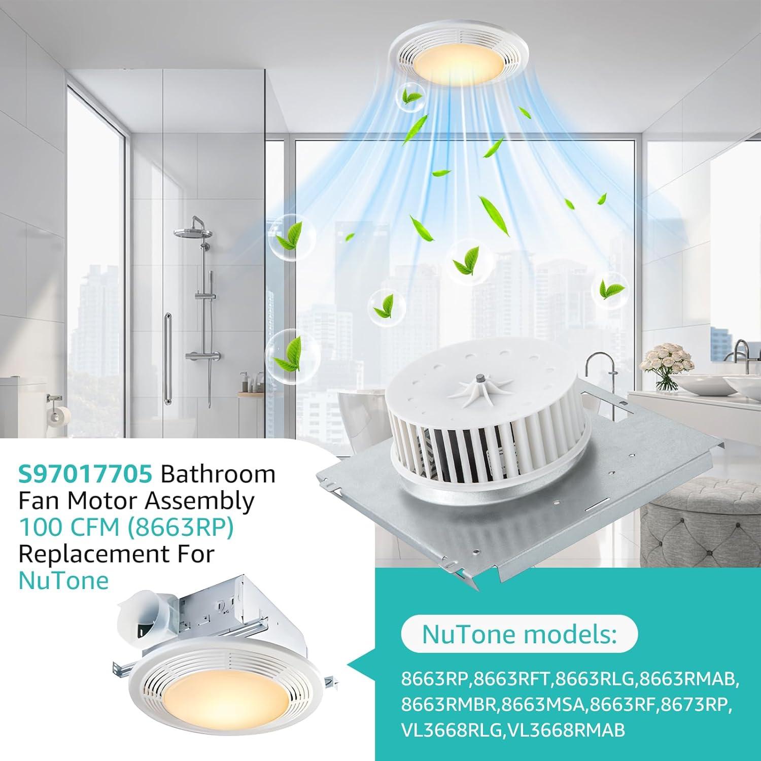 Repuesto Motor Ventilador Baño NuTone 100 CFM S97017705