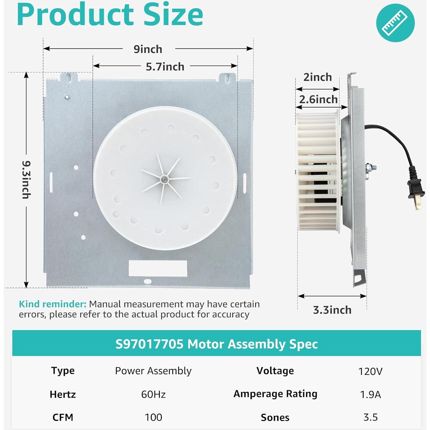 Repuesto Motor Ventilador Baño NuTone 100 CFM S97017705