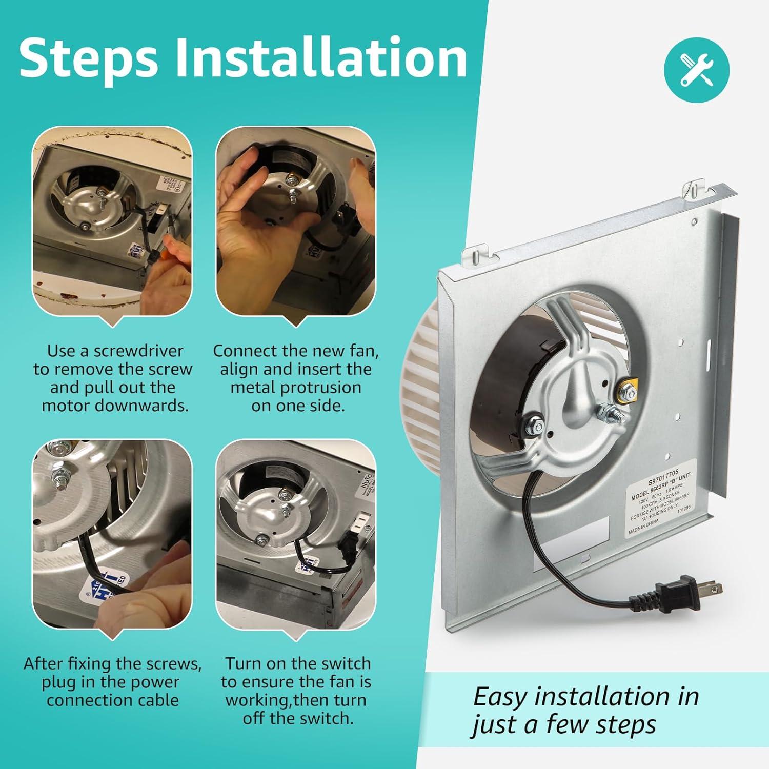 Repuesto Motor Ventilador Baño NuTone 100 CFM S97017705