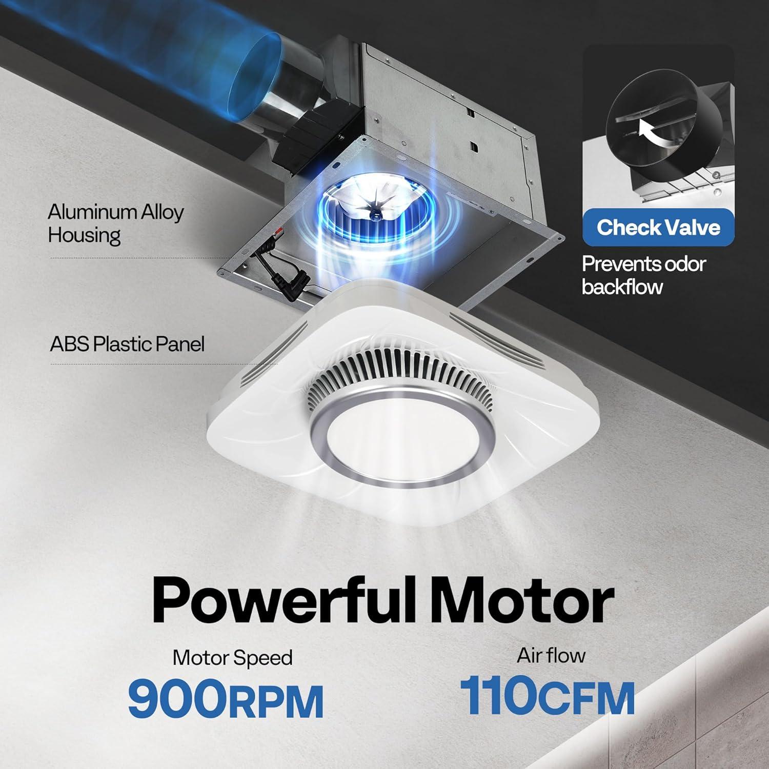Ventilador de Baño VIVOHOME 110 CFM con Luz LED 6000K