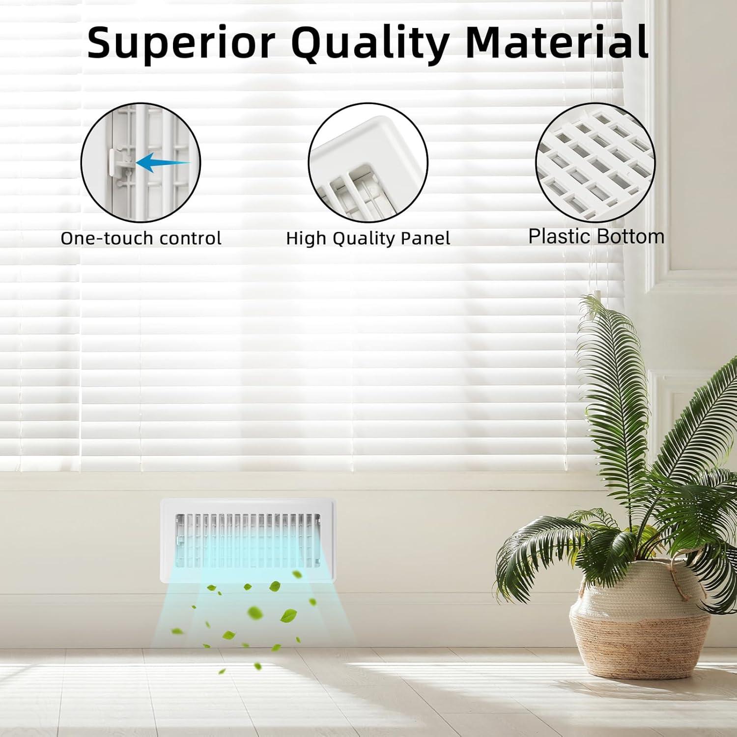 Rejilla de Piso Ajustable Accord Ventilation 4" x 10" Blanca