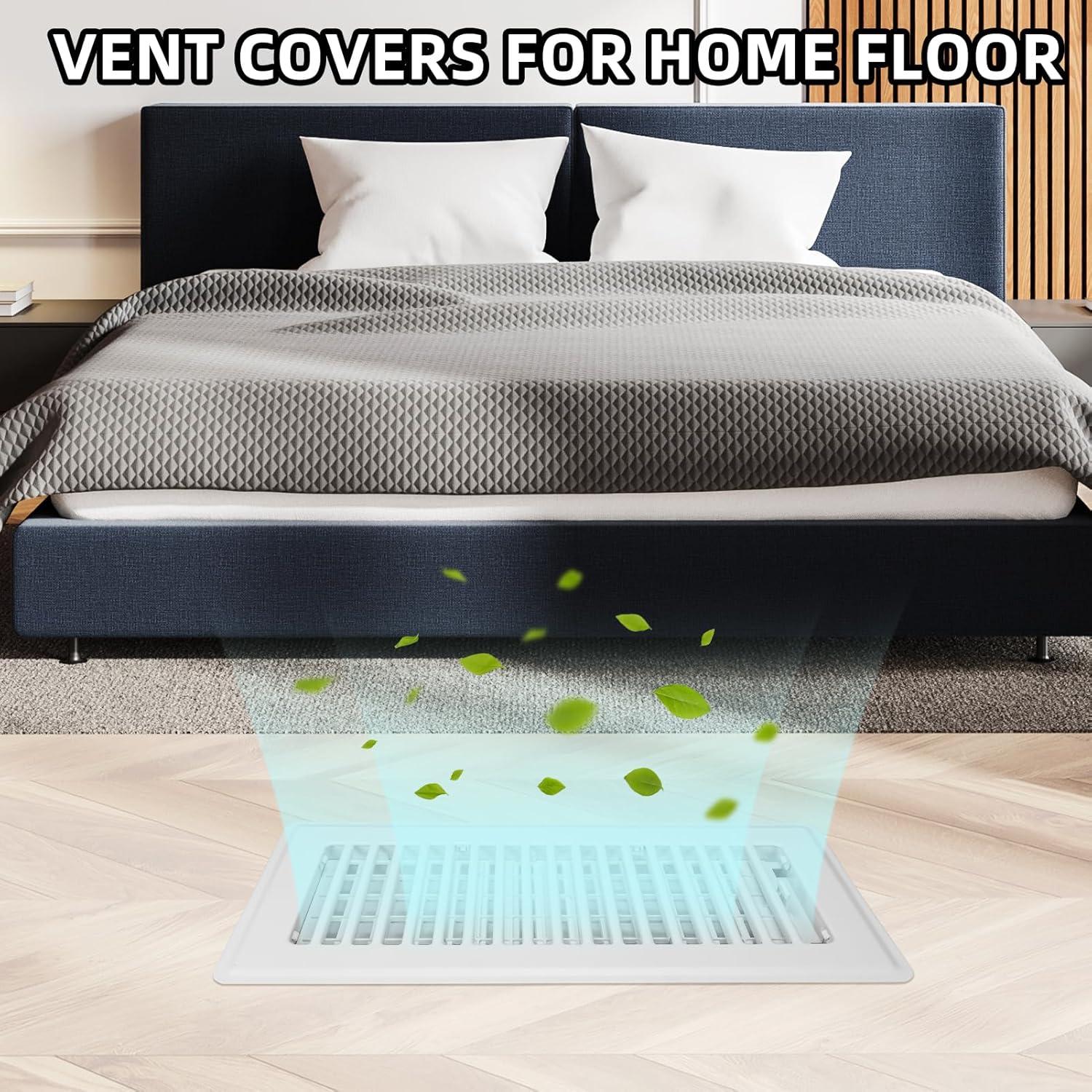 Rejilla de Piso Ajustable Accord Ventilation 4" x 10" Blanca