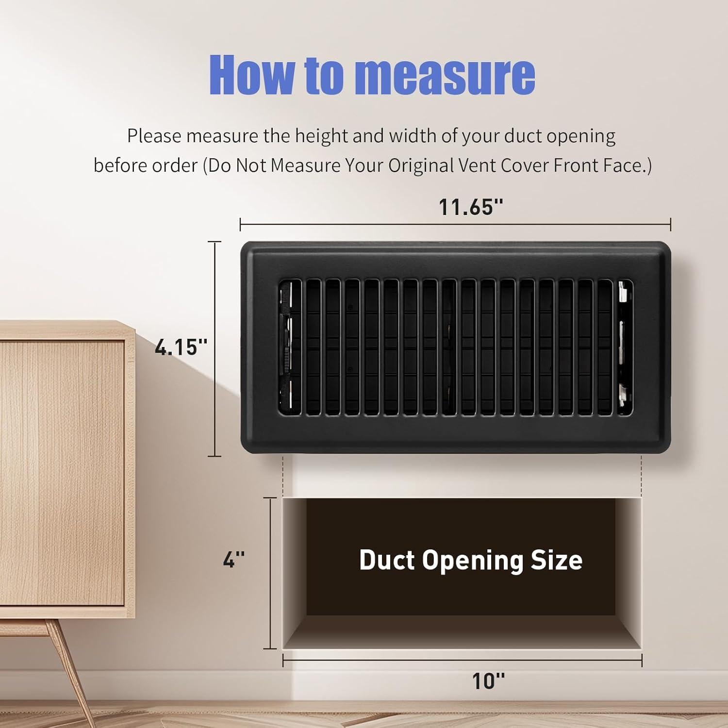 Rejilla de Piso 4x10 BYEWIRE Negra - Acero Resistente 1 Paquete