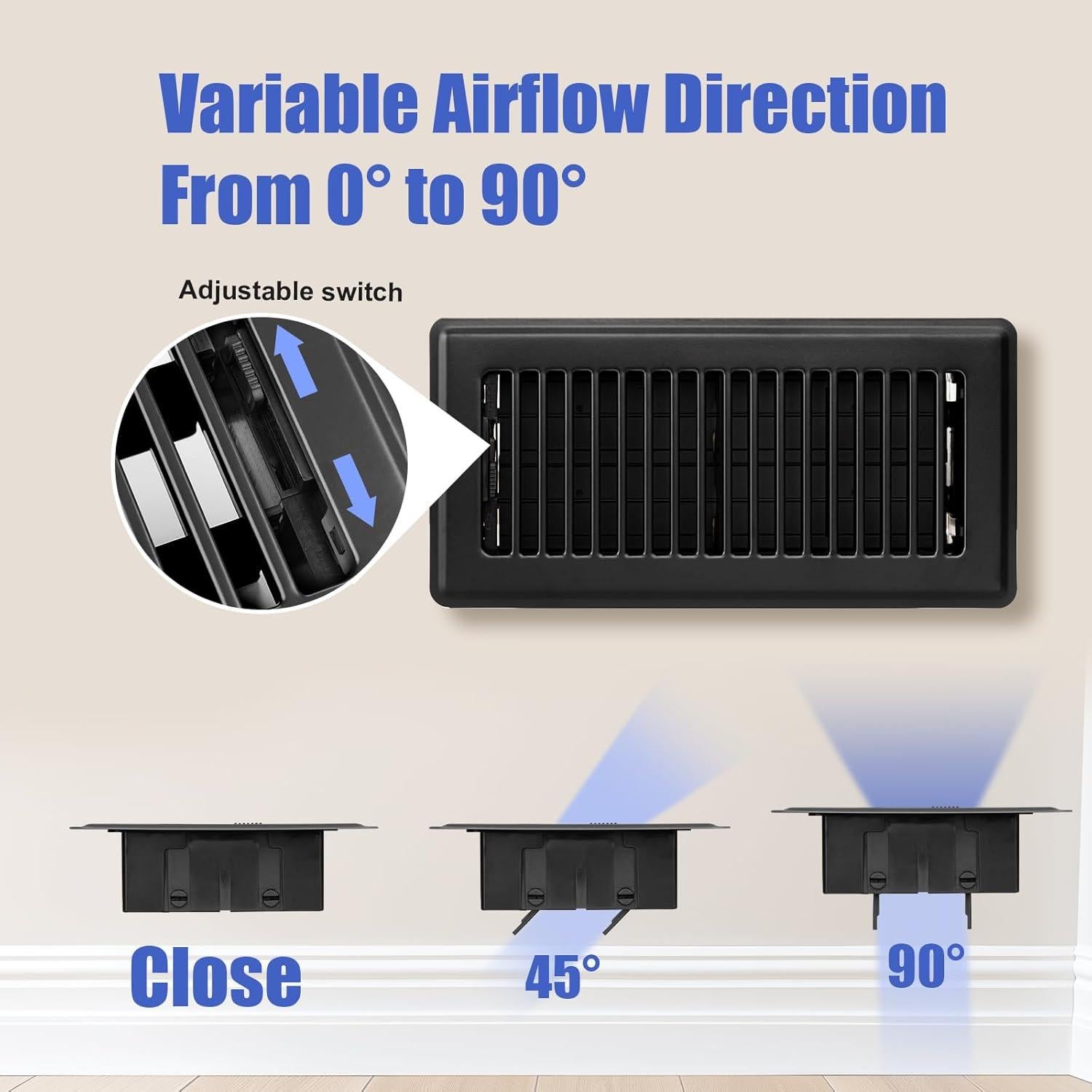 Rejilla de Piso 4x10 BYEWIRE Negra - Acero Resistente 1 Paquete