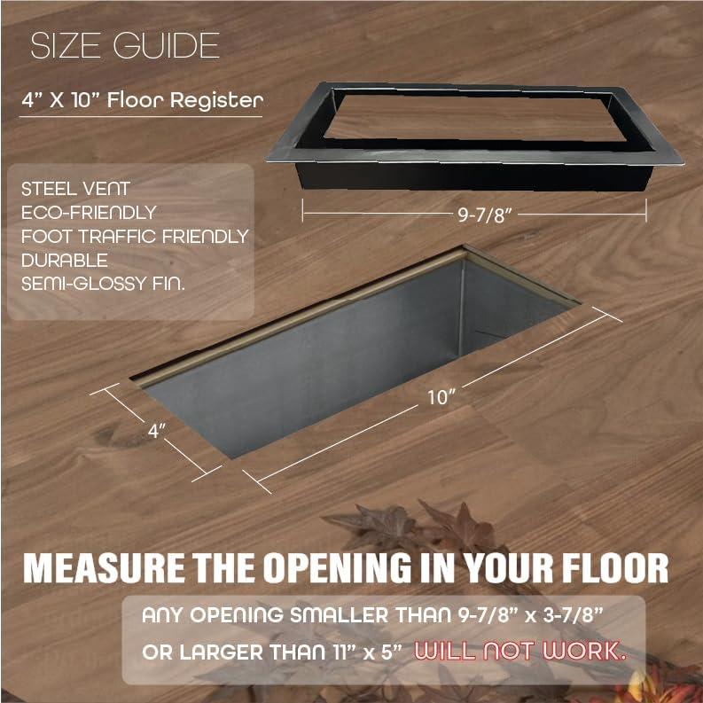 Rejilla de Piso 10x25 cm NeuForm Acero Negro Ventilación