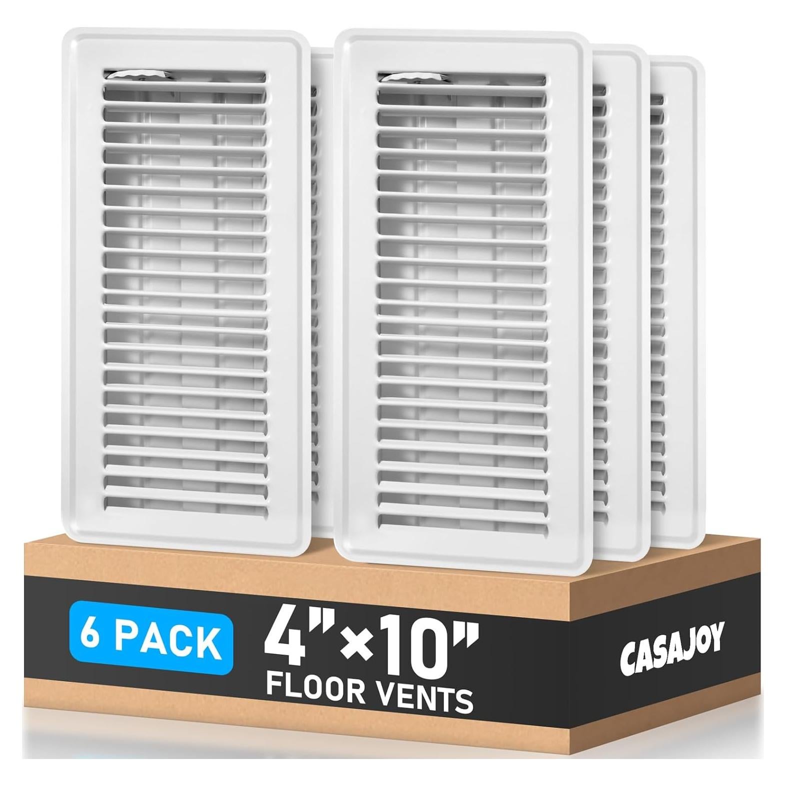 Paquete de 6 Rejillas de Ventilación CASAJOY 10x25 cm Metal Blanco