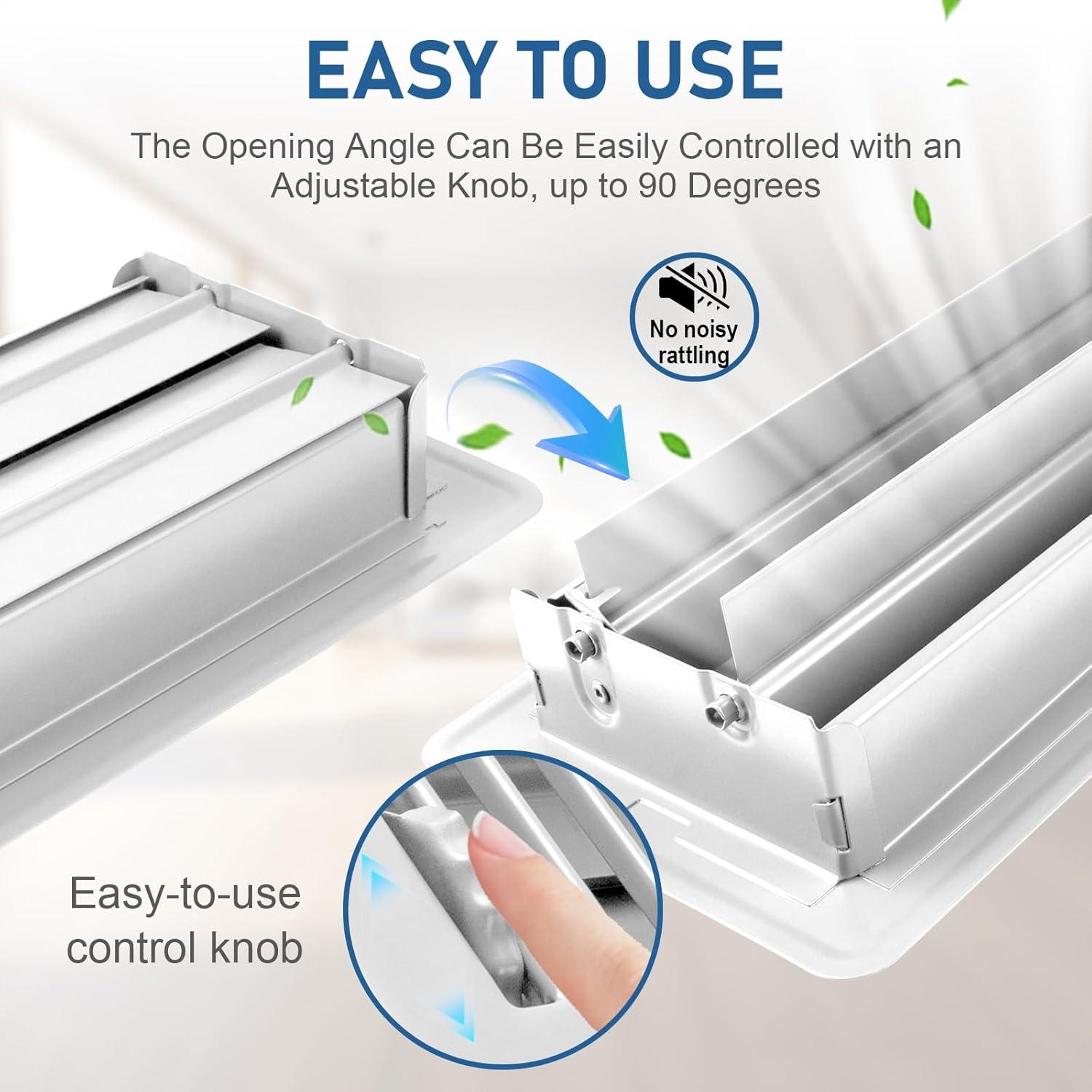 Paquete de 6 Rejillas de Ventilación CASAJOY 10x25 cm Metal Blanco