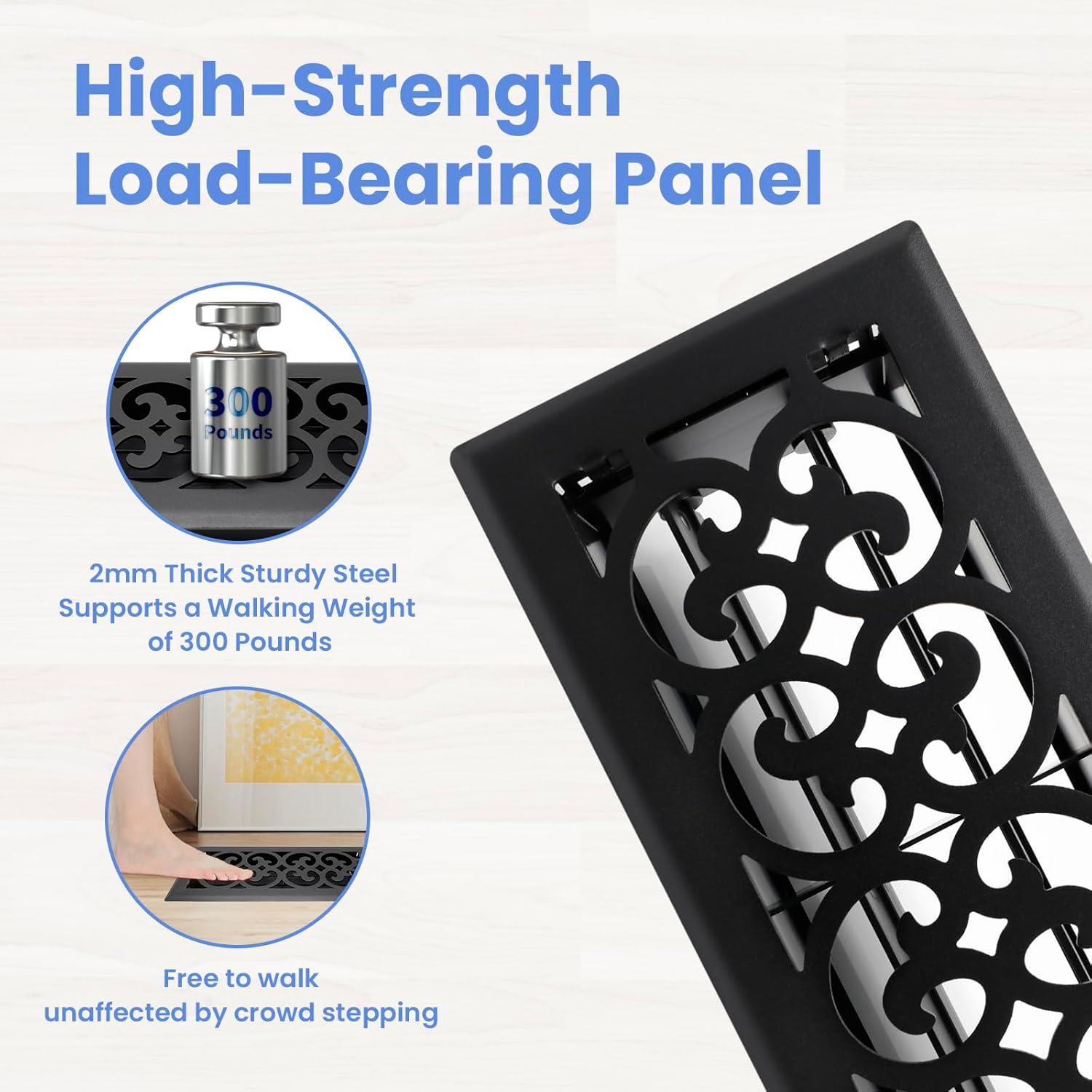 Registro de Piso Ventilación Howeall 4x10 cm Negro Mate